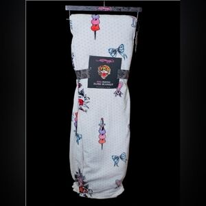 Ed Hardy Plush printed KING Skull Bow Hearts Throw Blanket pink dots 108x90